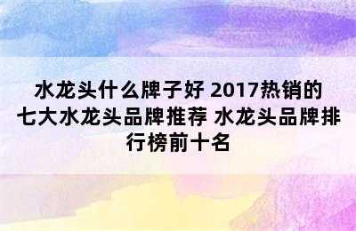 水龙头什么牌子好 2017热销的七大水龙头品牌推荐 水龙头品牌排行榜前十名